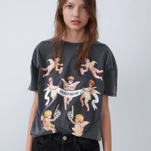 Zara Angel Squad Distressed Tshirt